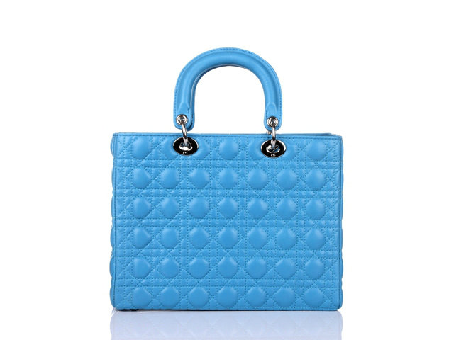 replica jumbo lady dior lambskin leather bag 6322 light blue with silver hardware